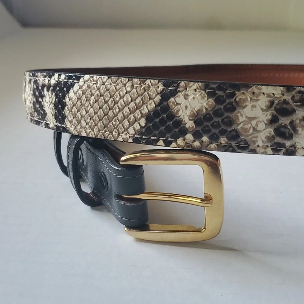 Snakeskin Genuine Leather Belt  sz 38 - Picture 2 of 13